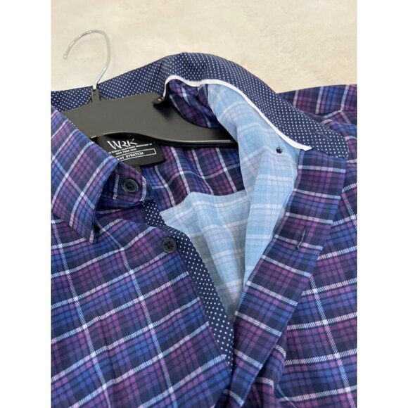 NWOT W.R.K Size 16 OMBRE 4 Way Stretch CHECK PERFORMANCE DRESS SHIRT MSRP $98 - Picture 12 of 14
